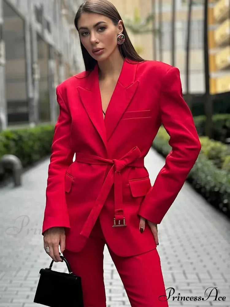 Tall Waist Crimson Collar Suit Coat