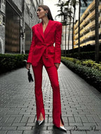 Tall Waist Crimson Collar Suit Coat