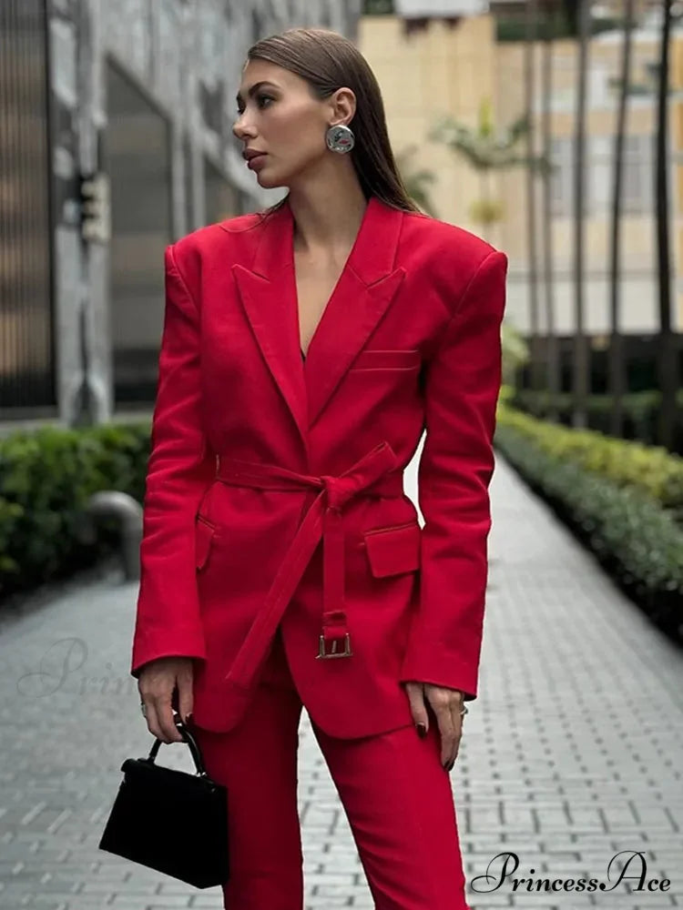 Tall Waist Crimson Collar Suit Coat