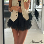 Tall Waist Folded Lace Skirt