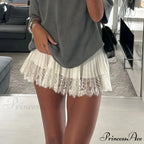 Tall Waist Folded Lace Skirt