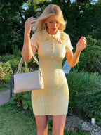 Tall-Waist Knitted Retro Mini Dress