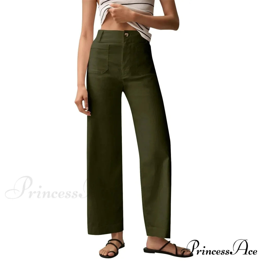 Tall Waist Patch Pocket Straight Trousers