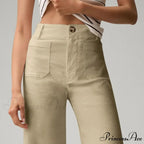 Tall Waist Patch Pocket Straight Trousers