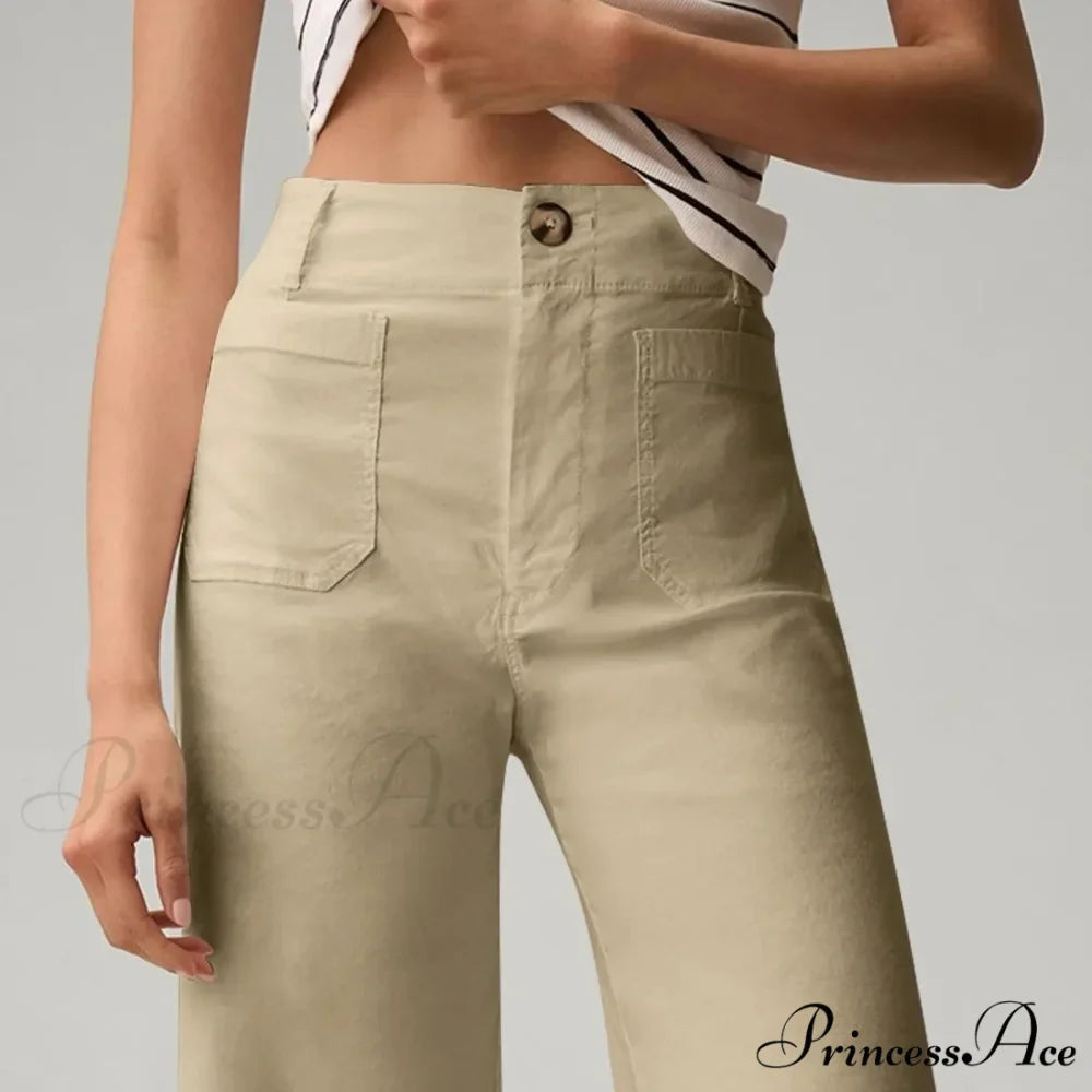 Tall Waist Patch Pocket Straight Trousers