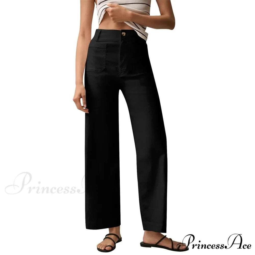 Tall Waist Patch Pocket Straight Trousers