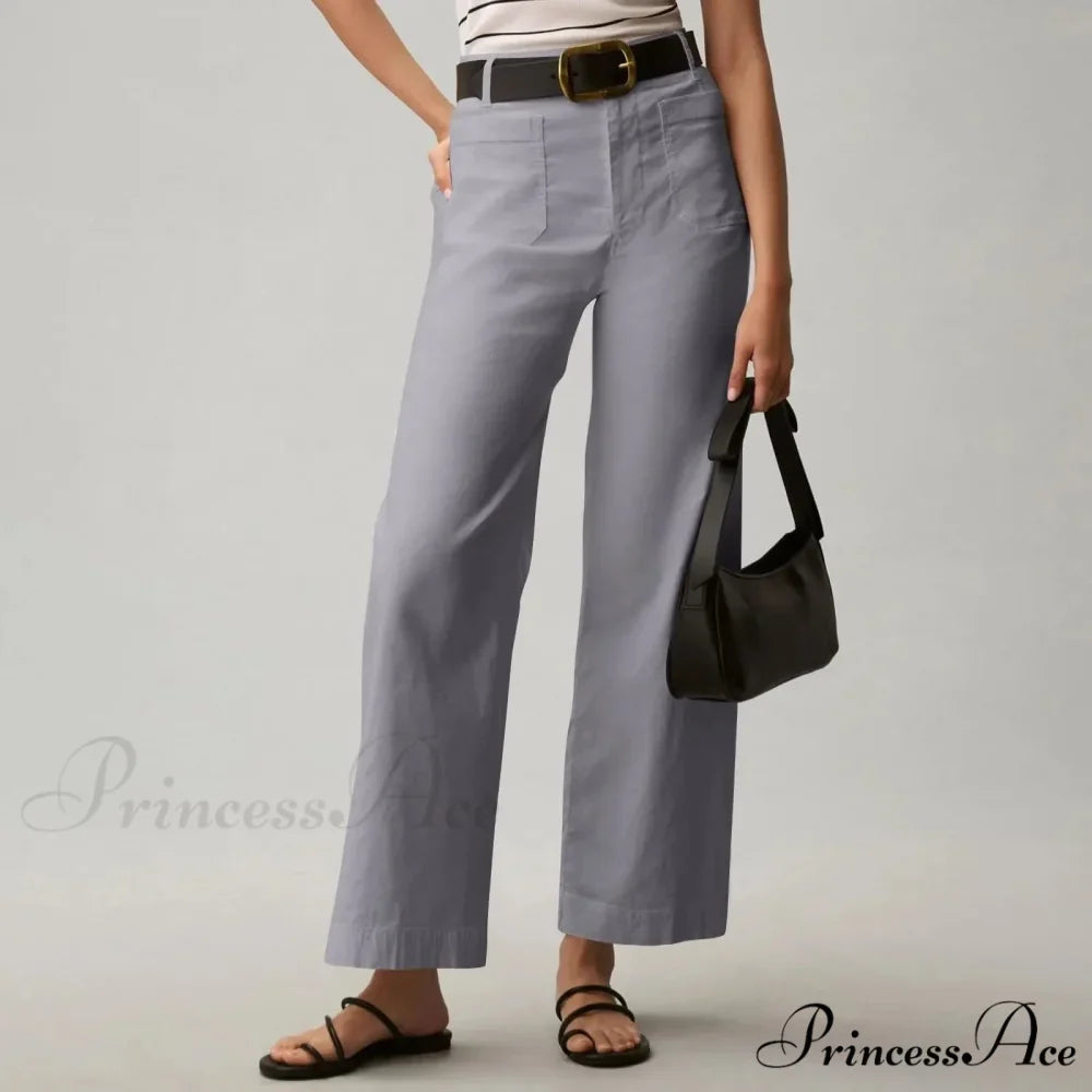 Tall Waist Patch Pocket Straight Trousers