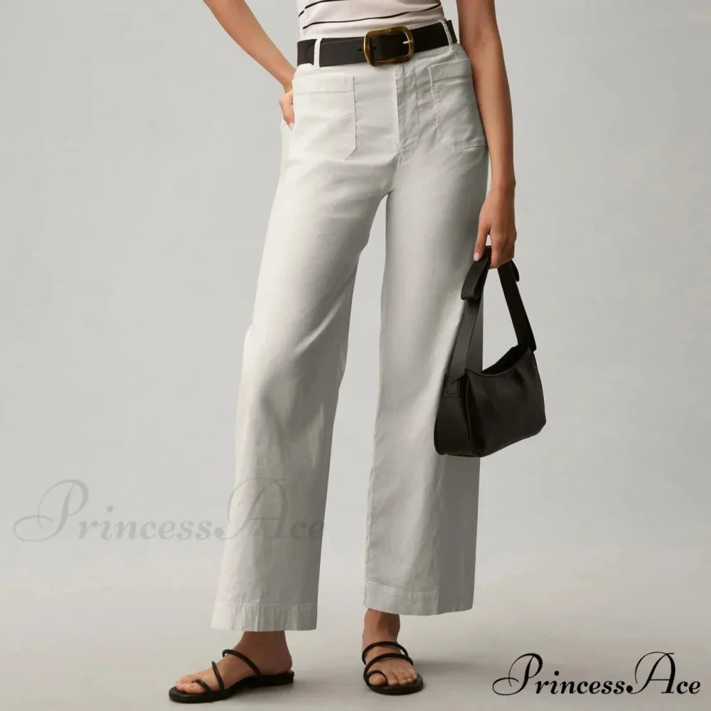Tall Waist Patch Pocket Straight Trousers