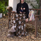 Tall Waist Pink Pendulum Skirt Bohemian Draped Pleated Retro Maxi