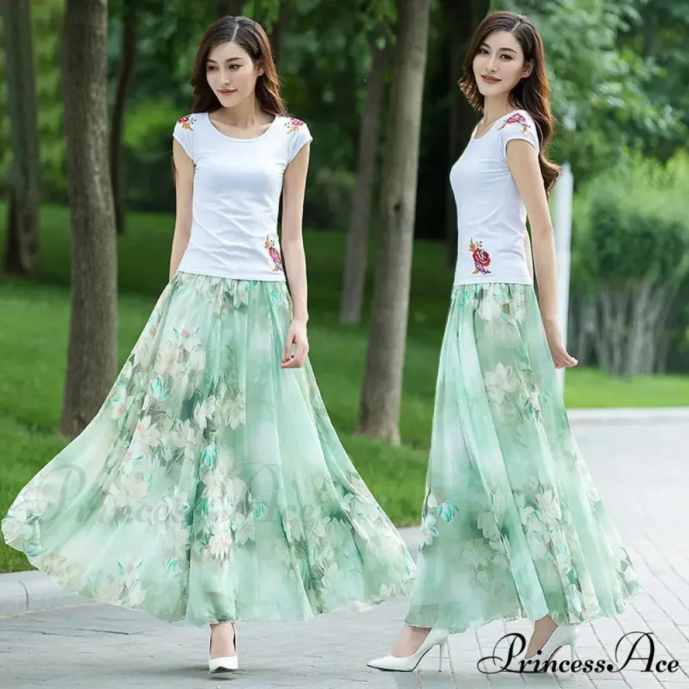 Tall Waist Stretchy Waist Midi Full Long Skirt 2024