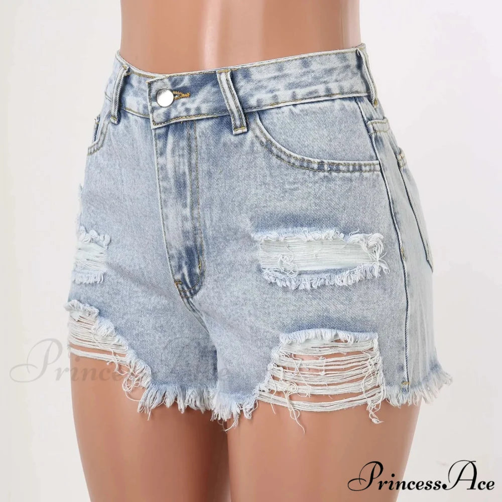 Tall-Waist Torn Cleansed Denim Short