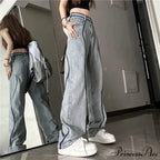 Tall Waisted Baggy Straight Denim Trousers