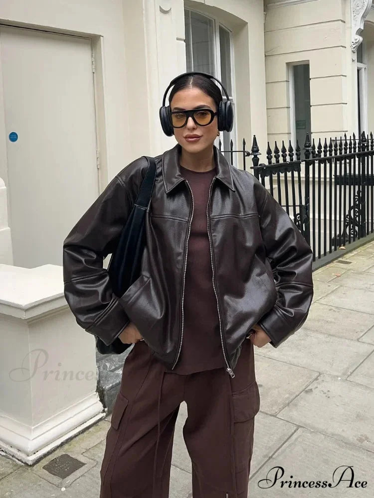 Tan Cinch Lace Leather Jacket