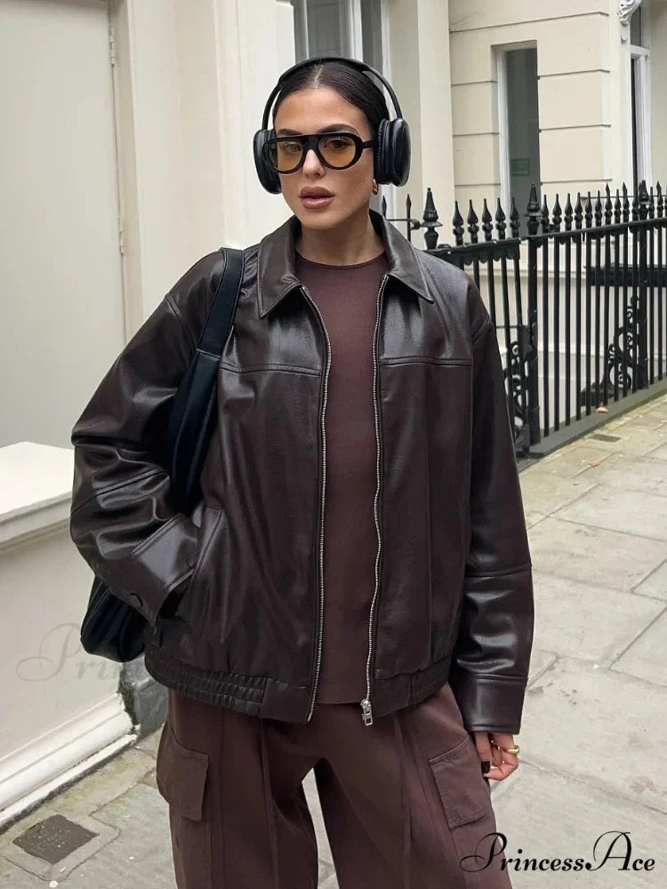 Tan Cinch Lace Leather Jacket