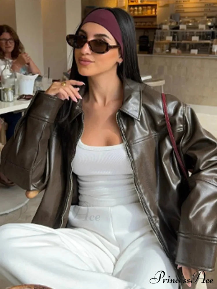 Tan Cinch Lace Leather Jacket