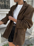 Tan Dual Pocket Blazer Brief Jacket