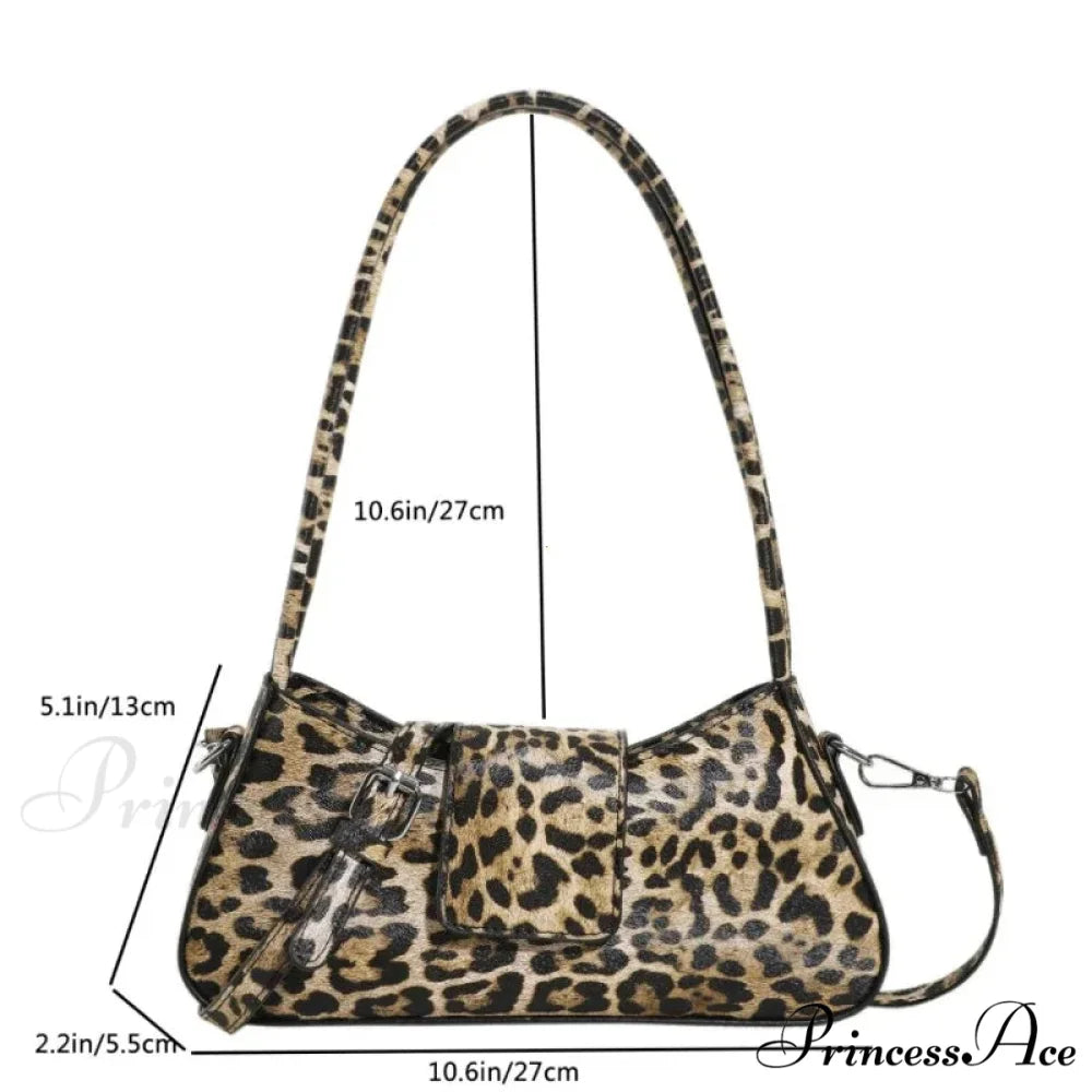 Tan Leopard Faux Leather Crossbody Shoulder Bag