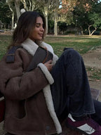 Tan Solitary Buttoned Leather Overcoat