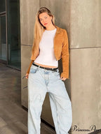 Tan Zip Fastener Nubuck Hide Jacket