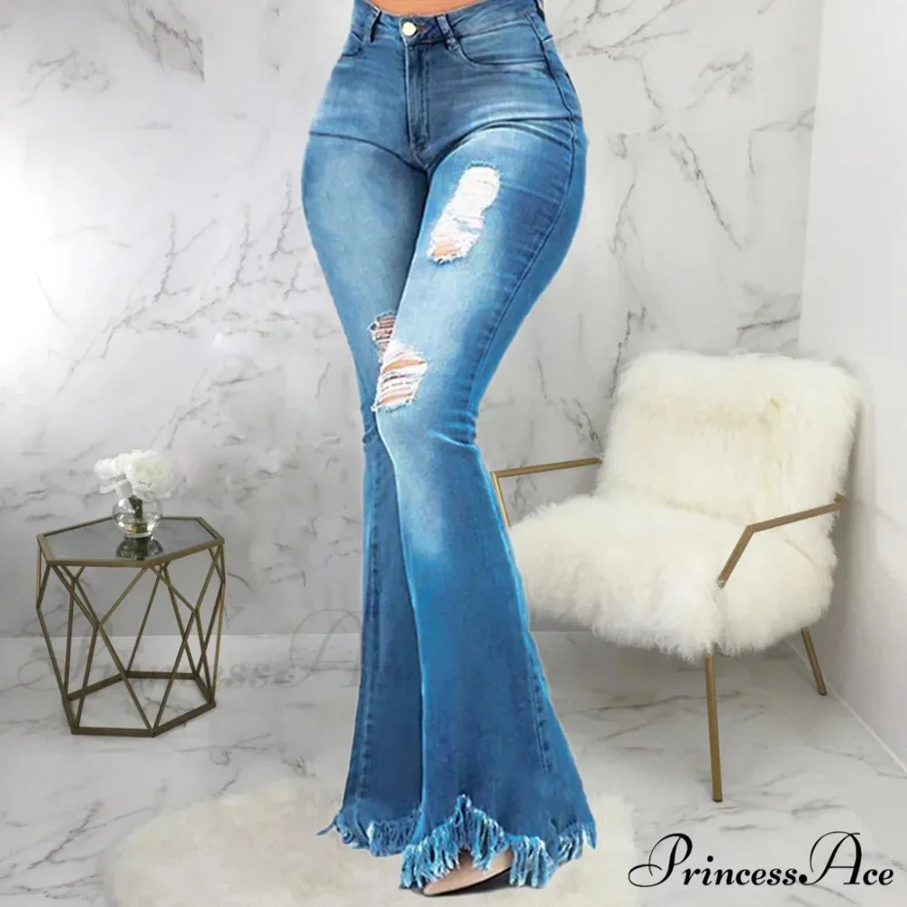 Tassel Ripped Skinny Full Length Vintage Denim Jean