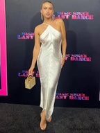 Tassel Shinny Halter Off Shoulder Party Dress