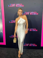 Tassel Shinny Halter Off Shoulder Party Dress