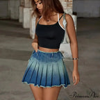 Tattered Border Bow Tie Denim Skirt