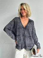 Tattered Button Up Generously Sized Cardigan