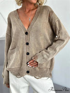 Tattered Button Up Generously Sized Cardigan