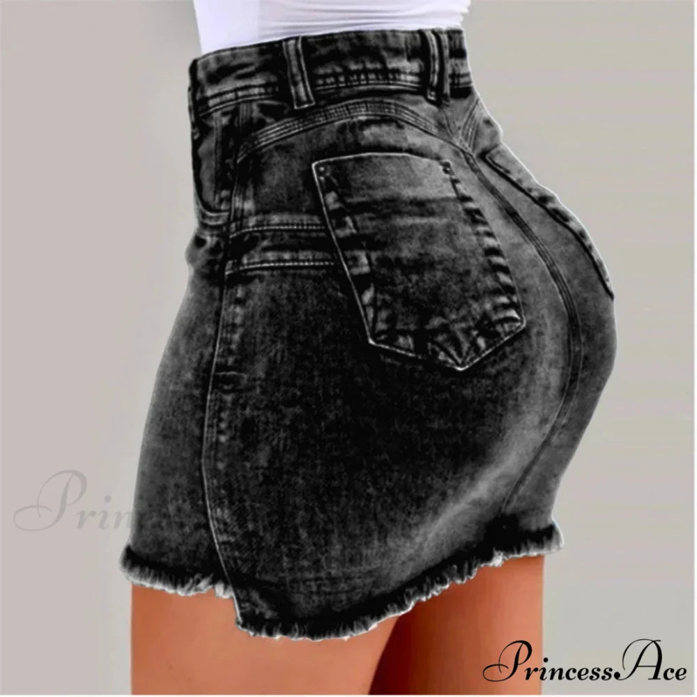 Tattered Edge Festive Denim Skirt