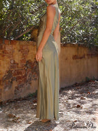 Temperament Slim Fit One Graceful Shoulder Split Satin Dress