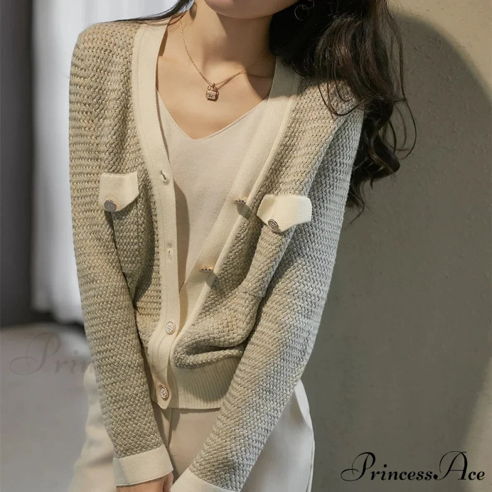 Temperament Small Fragrant Wind Cashmere Loose V-neck Thin Cardigan