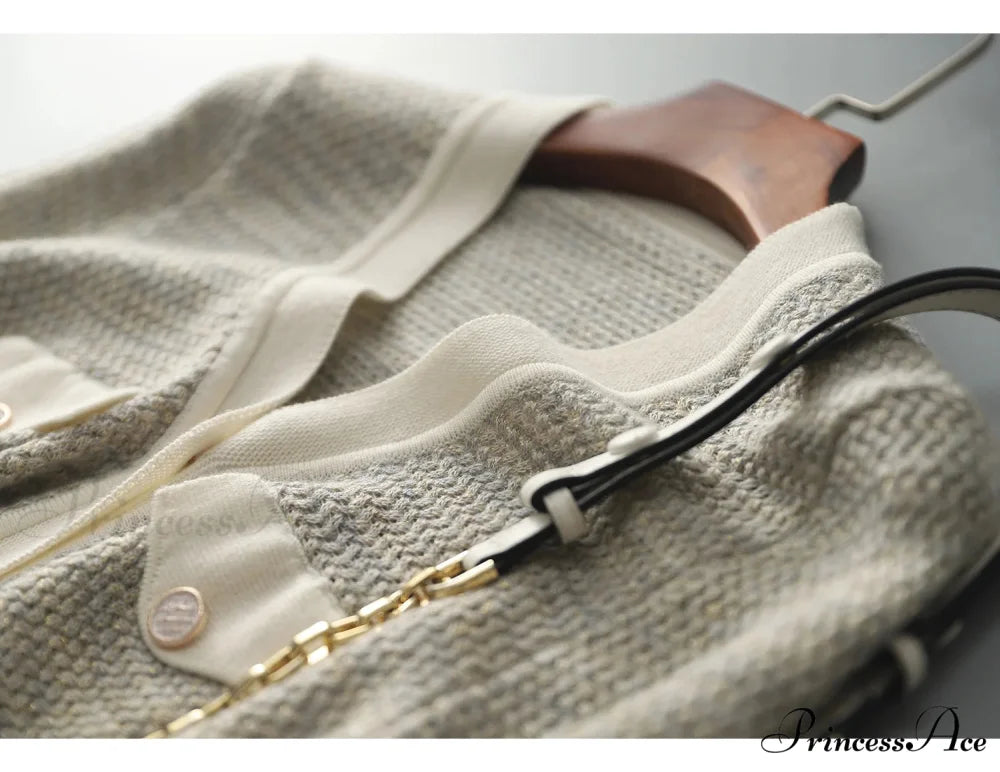 Temperament Small Fragrant Wind Cashmere Loose V-neck Thin Cardigan