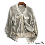 Temperament Small Fragrant Wind Cashmere Loose V-neck Thin Cardigan