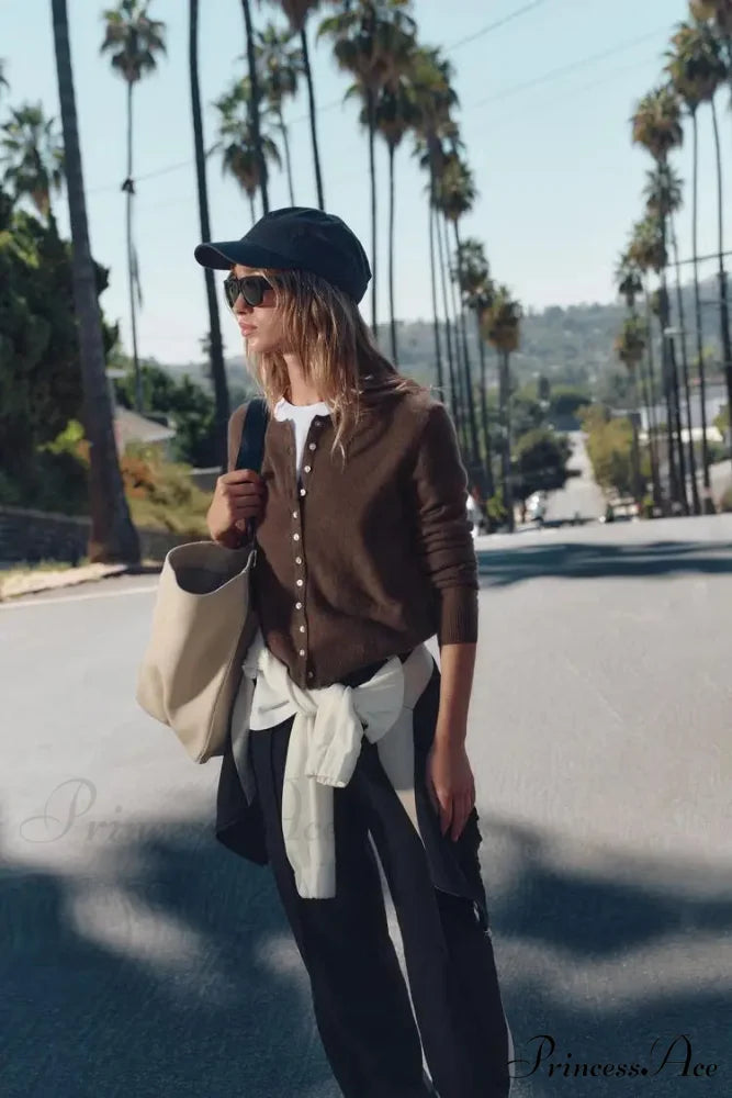 Tender Rose Circular Neck Brief Cardigan