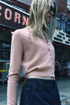 Tender Rose Circular Neck Brief Cardigan