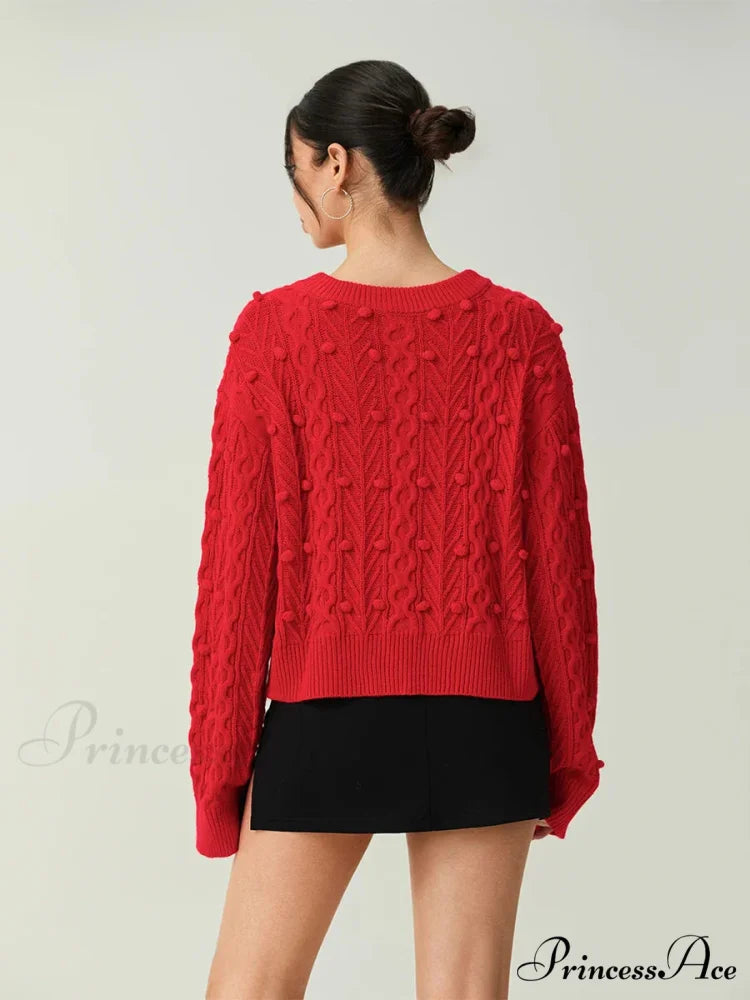 Textured Bow Tie Twisted Knit Cardigan