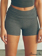 Textured Knit Tall Waist Short