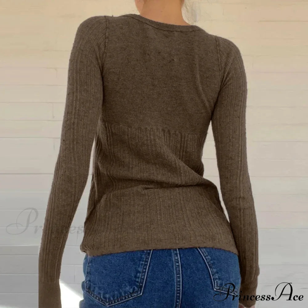 Textured Knit Trim Fit Button Front Extended Sleeve Sweater Women