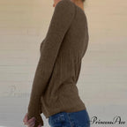 Textured Knit Trim Fit Button Front Extended Sleeve Sweater Women