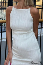 Textured Pack Hip Cami Dress with Pleated Detail