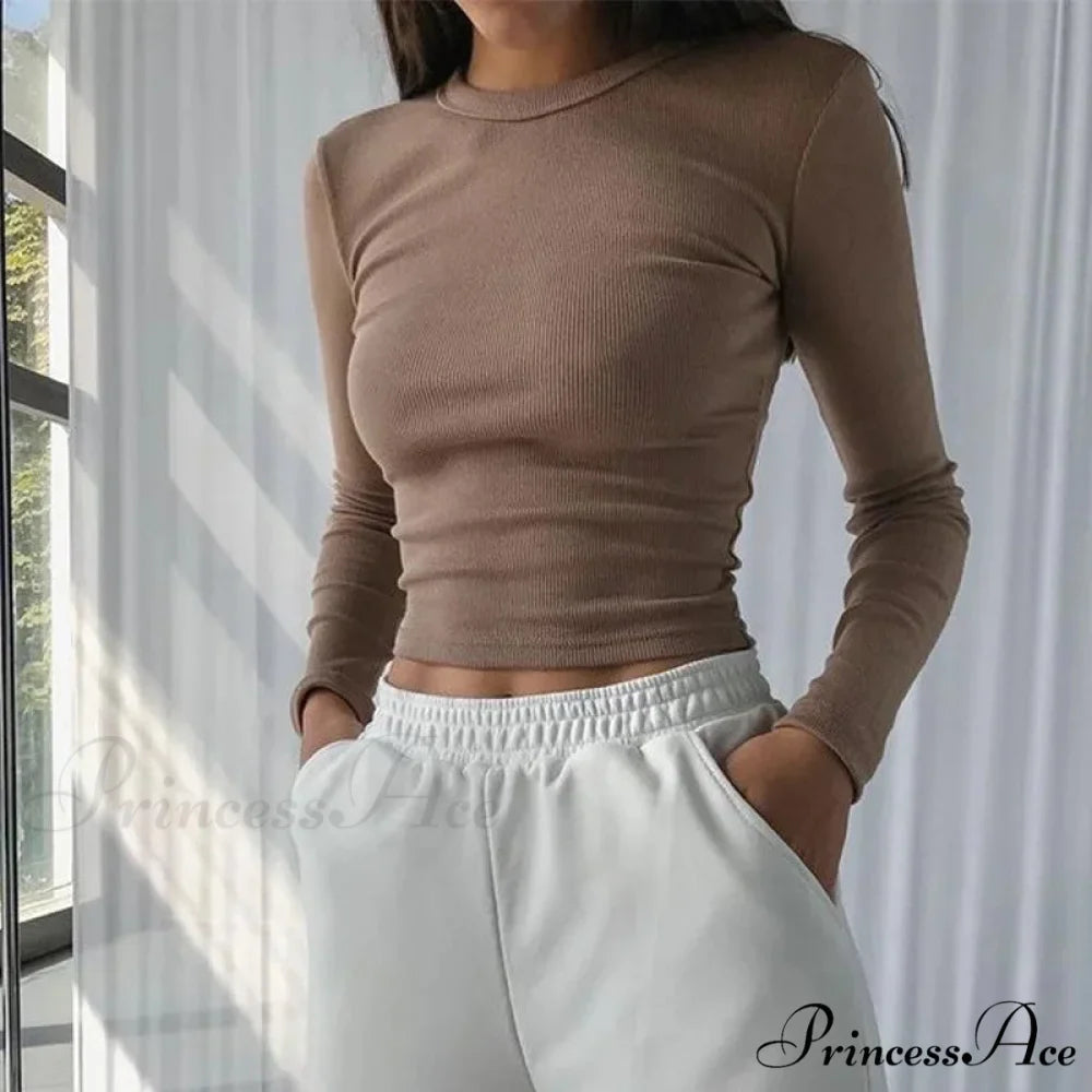 Textured Seductive Cropped Trim Fit Extended Sleeve Knit Top