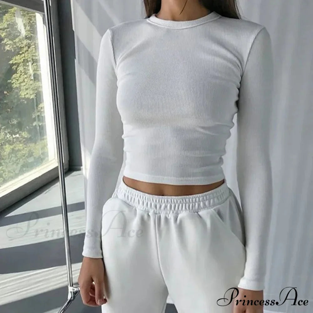 Textured Seductive Cropped Trim Fit Extended Sleeve Knit Top