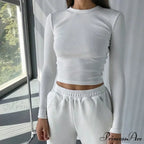 Textured Seductive Cropped Trim Fit Extended Sleeve Knit Top