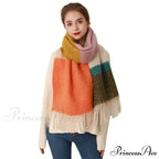 Thick Cozy Stylish Warm Trendy Classic Soft Color-blocked Scarf