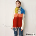 Thick Cozy Stylish Warm Trendy Classic Soft Color-blocked Scarf
