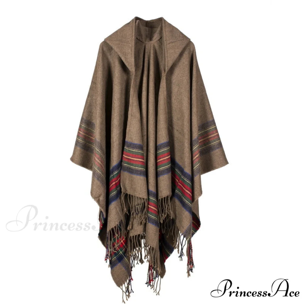 Thick Jacquard Faux Cashmere Stylish Elegant Long Warm Hooded Scarf