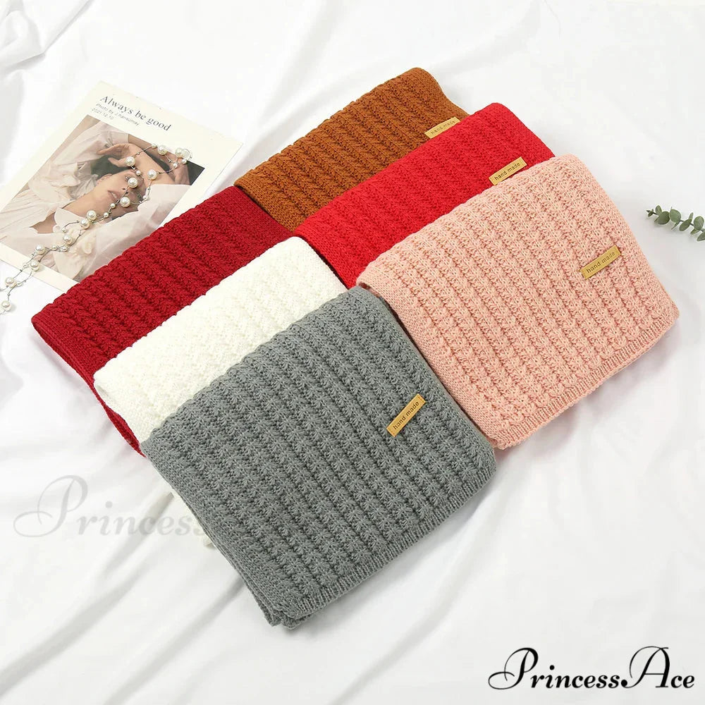 Thick Knitted Cashmere Lady Korean Style Winter Scarf