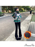 Thicken Winter Warm Slim Fleece Flared Pants Elastic Skinny Women's Fashion High Waist Velvet Plus Length Female Jean