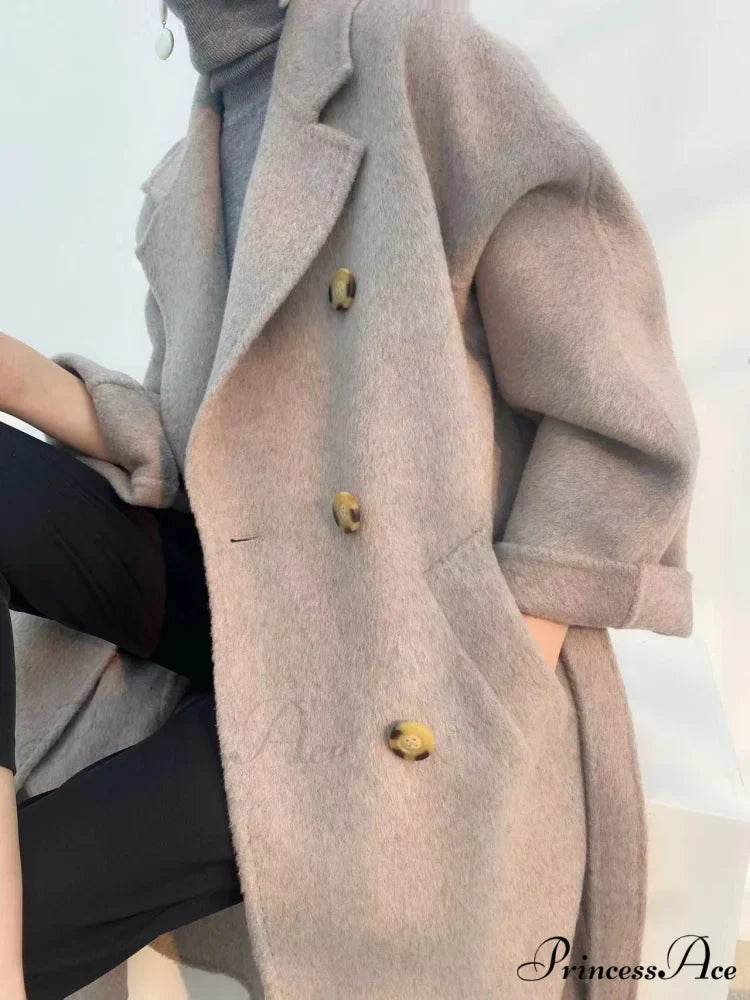 Thickened Wool Medium Length Coat